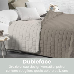 INTRECCI Copriletto Una Piazza E Mezza Estivo, Trapunta Estiva, 210x260 cm, Coperta Estiva, anche Primaverile, Double Face, Moderna, Leggera, Elegante. Colore: Panna/Tortora