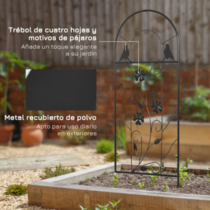 Juego de 2 Enrejados de Jardín Soportes para Plantas Trepadoras con Marco Metálico para Frutas Verduras Flores Decoración Exterior Patio Terraza 38x98 cm Negro