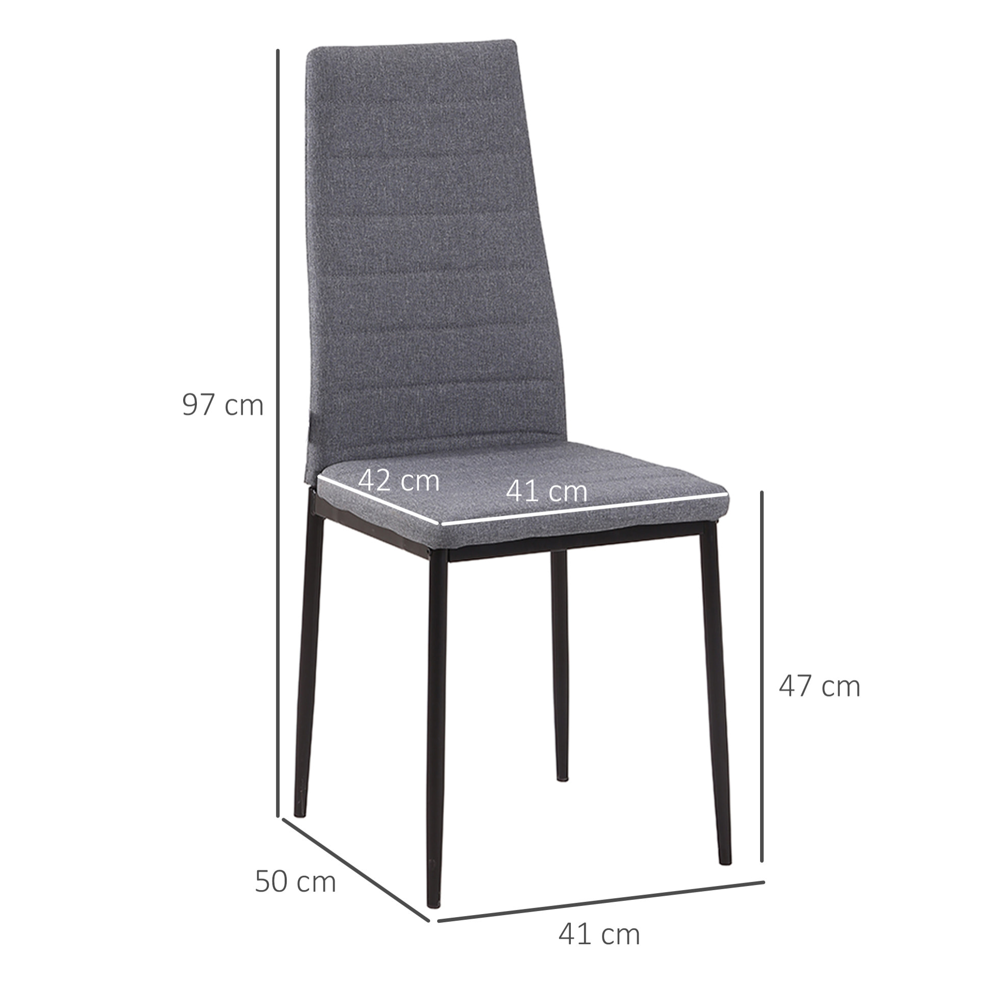Lot de 4 chaises de salle à manger design tissu gris