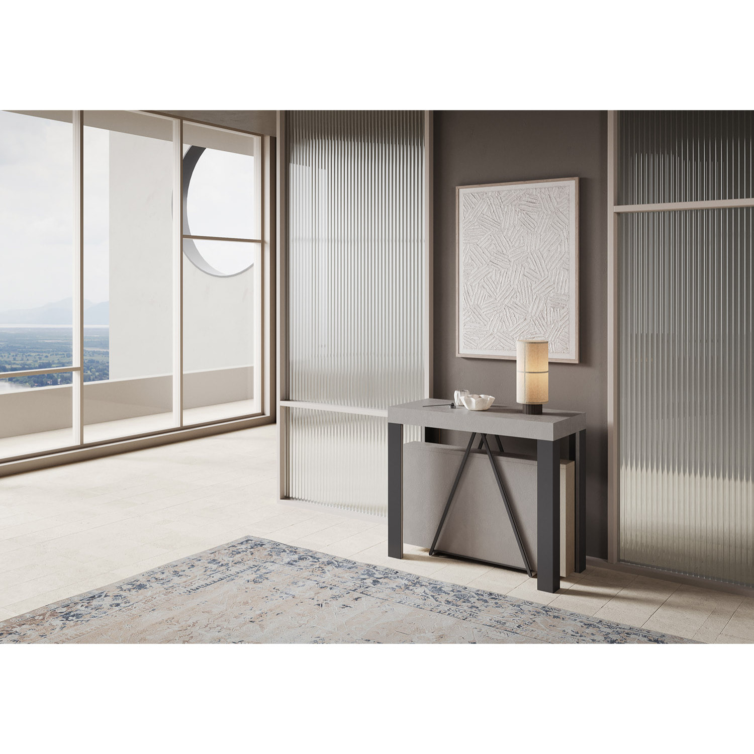 Console extensible 90x40/196 cm Tarax Small cachemire cadre anthracite