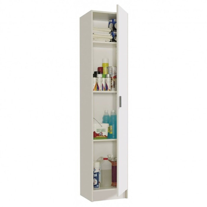 Armadio Armadietto Multiuso A Colonna con 1 Anta e 4 Ripiani Ingresso Camera da Letto Bagno Design Moderno Minimal Modulare 180 x 37 x 37 cm Bianco