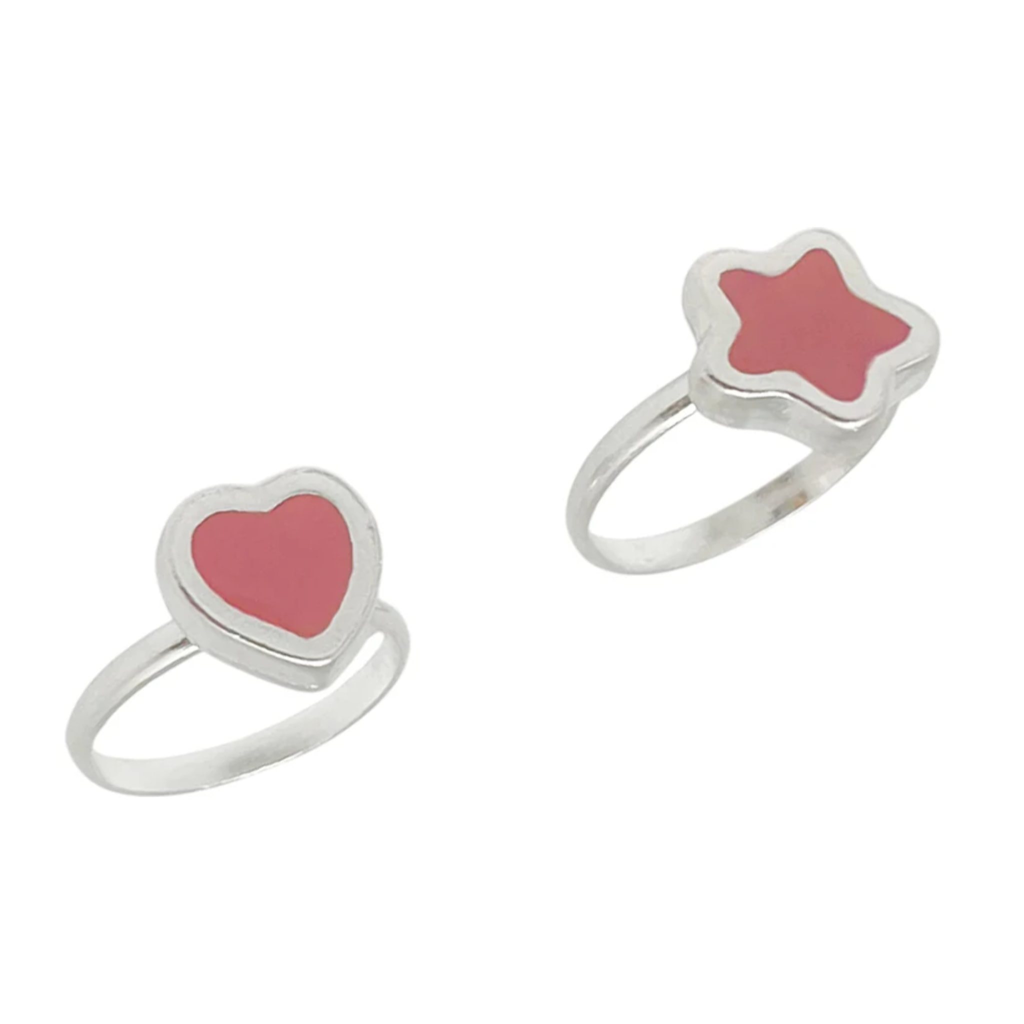 Pareja anillos Colors en plata 10µm y color rosa