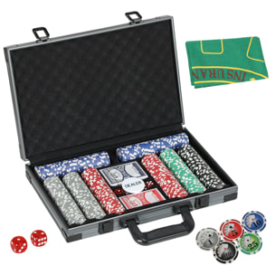 Mallette pro de poker 400 jetons 2 jeux cartes 5 dés bouton tapis alu