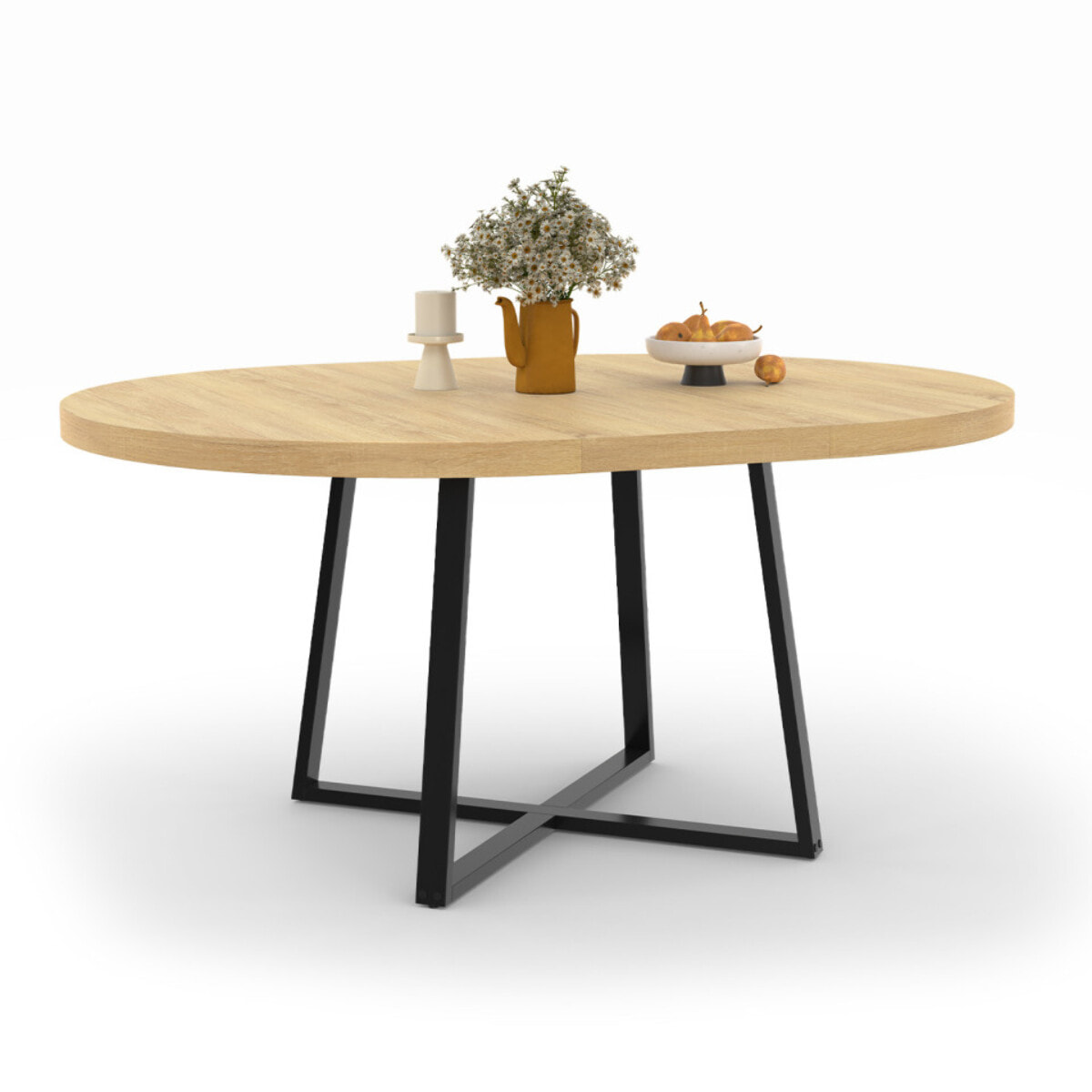 Table à manger extensible Sana 120-160 cm - Bois - Noir