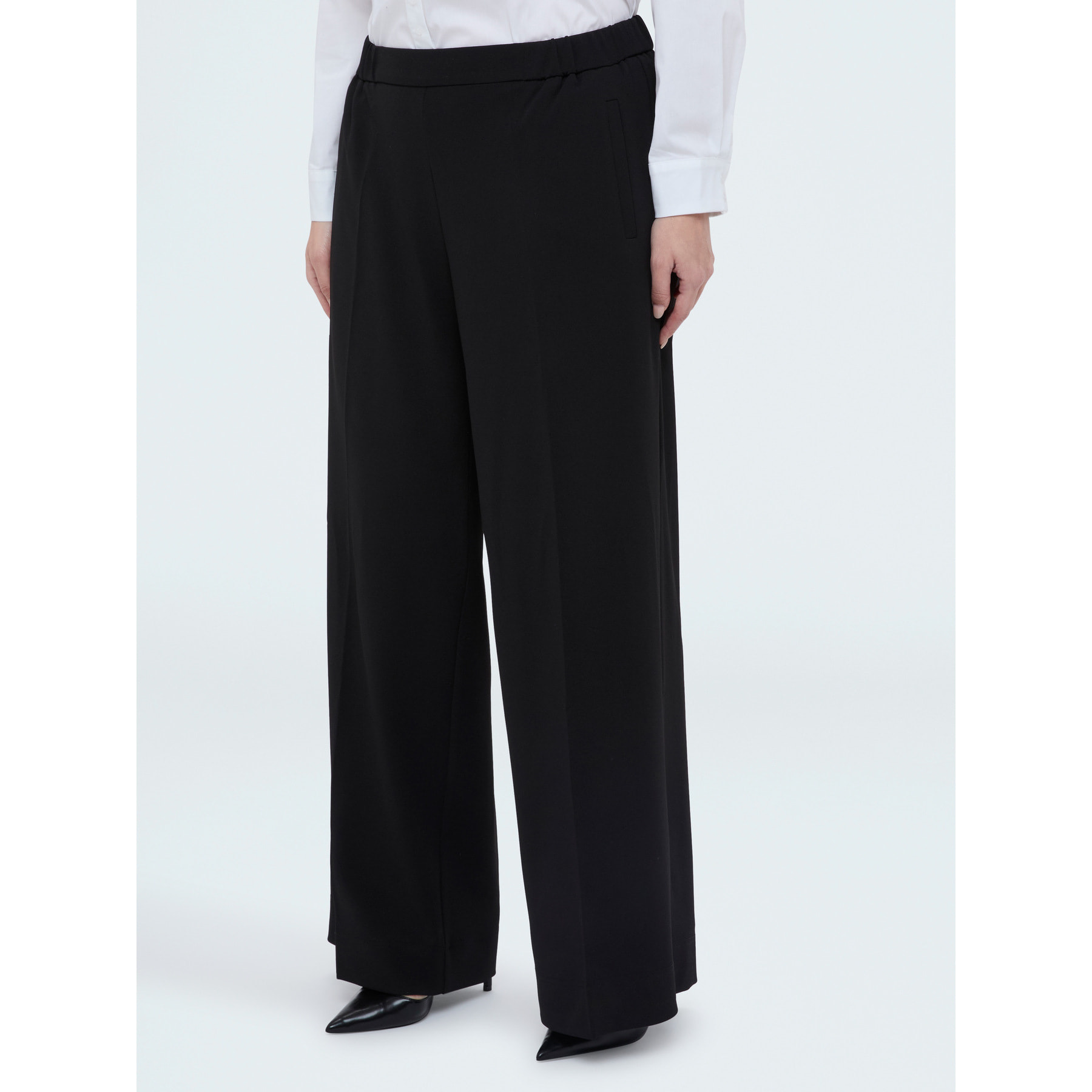 Fiorella Rubino - Pantalones Wide Leg en tejido stretch - Negro