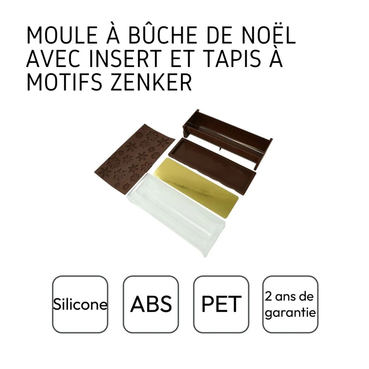 Moule à bûche de Noël avec insert et plaque motif flocon de neige 30 x 8 cm Zenker Noël