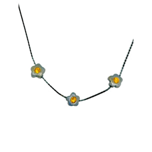 Collar 3 flores mini plata gun cristal Sw