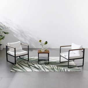 Salon de jardin 2 places design bois/noir - NAZCA