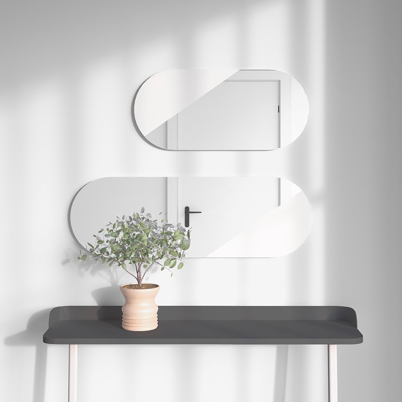 Set de espejos ovalados Aire haya blanco 90/65x30x2 cm