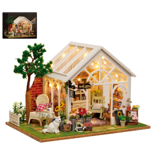 Invernadero con girasoles. Maqueta 3D realista con gran detalle, cubierta antipolvo y luces led.