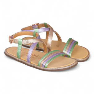 SANDALIA BAREFOOT DE PIEL CHETTO TIRAS ORO ROSADO