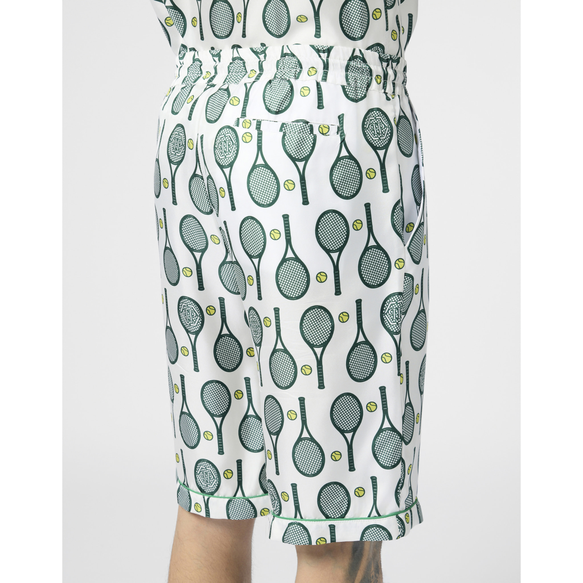 PHILIPP PLEIN Silk Drawstring Shorts Tennis