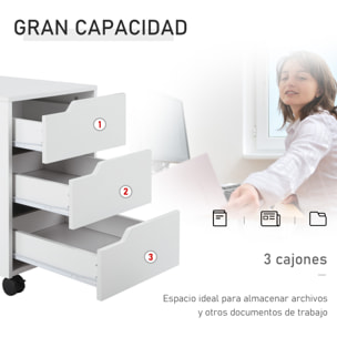 Armario Archivador con Ruedas de Madera 40x50x57,5cm Blanco