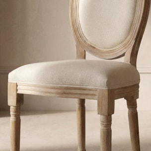Chaise rembourrée Victoria -bois massif de bouleau / mousse et tissu-couleur beige 48 x 96 x 46 cm