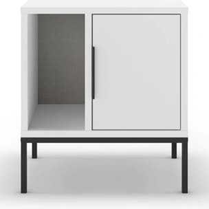 Mesita de noche de 1 cajón y 1 estante en blanco y negro 45x50 cm Brik Blanco Negro