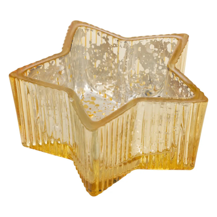 Photophore étoile l.8,5cm H.4cm verre mercerisé assorti