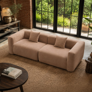 Canapé compressé 4 places en tissu effet laine texturée taupe JUMBO