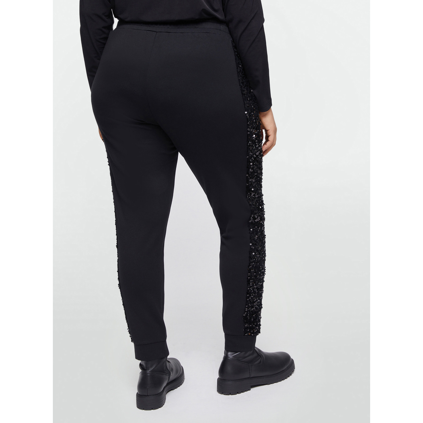 Fiorella Rubino - Pantaloni joggers con bordo in paillettes - Nero