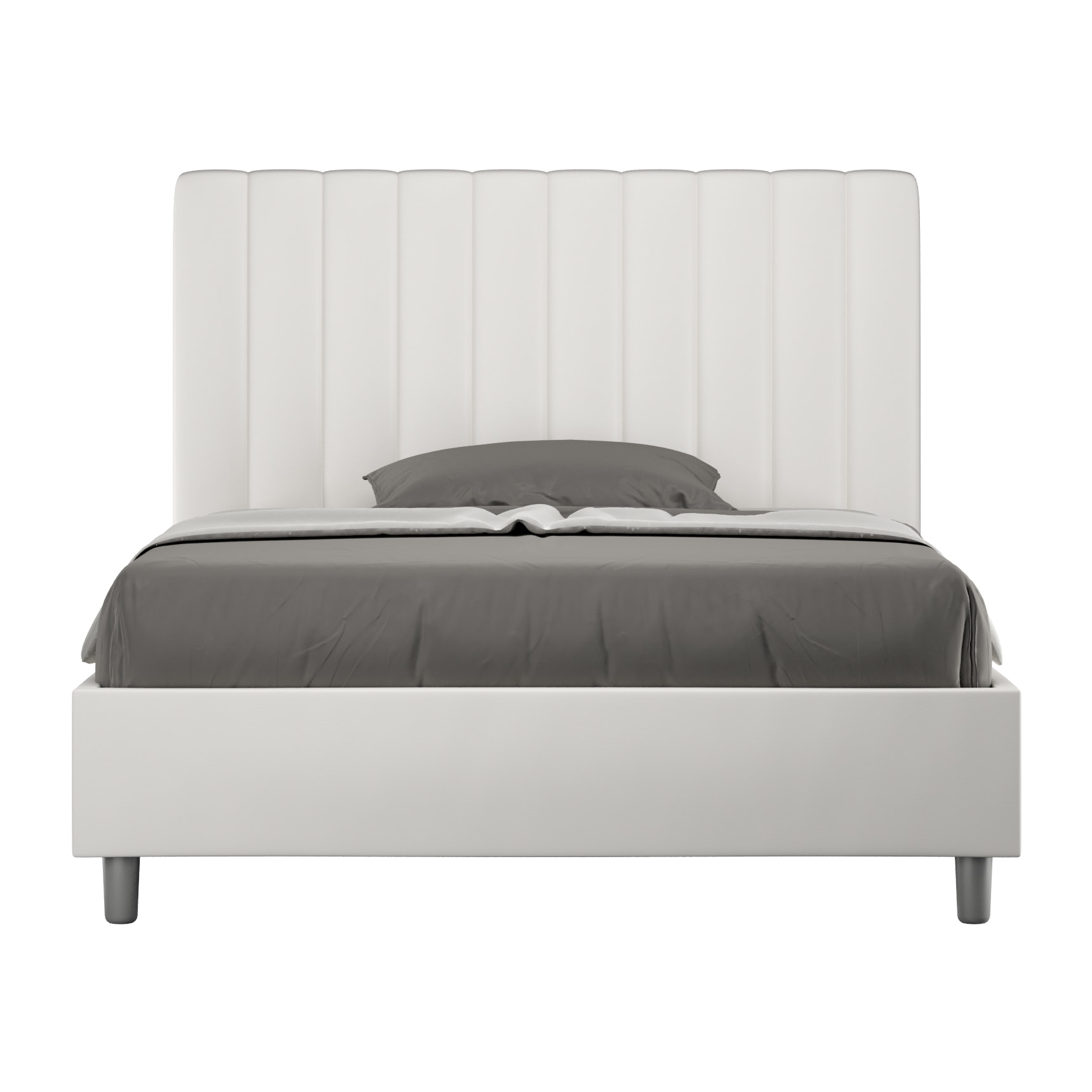 Cama sin somier acolchada 140x190 cuero sintético blanco Agueda