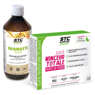 Duo Minceur - Complément alimentaire minceur - Drainaxyl 500 Thé Pêche + Pack Minceur Totale – Aide à drainer, détoxifier - Favorise la perte de poids- Cure 30 jours