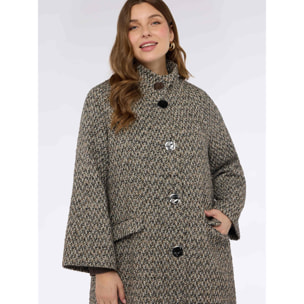 Fiorella Rubino - Abrigo en jacquard con cuello alto - Beige