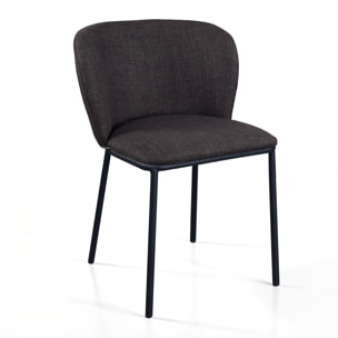 Lot de 4 chaises de salle à manger Tomasucci NENE', en tissu, marron foncé, marron, 60 × 56 × 76 cm
