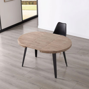 Mesa de comedor redonda extensible en negro y roble honey 100-180x100 cm Berg Roble Honey - Negro