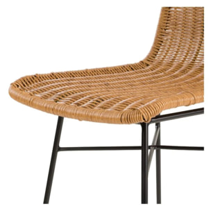 Lot de 2 chaises de bar mi-hauteur 63 cm en résine tressée marron - Mandya