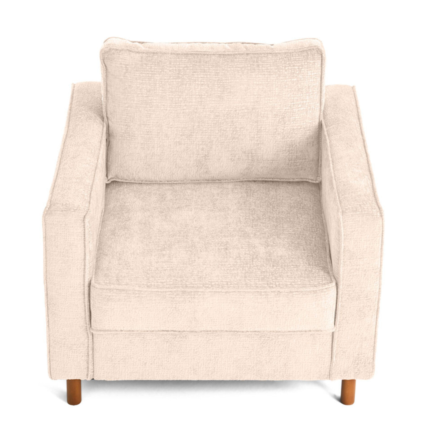 Jake - fauteuil en tissu velours relief - pieds en bois foncé - Beige