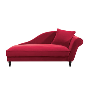 Méridienne gauche ALBA 195 cm velours Rouge - 100% déhoussable - Fab. France