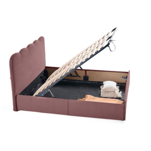 Kahlo - lit coffre - 160x200 - en velours - sommier inclus - Rose