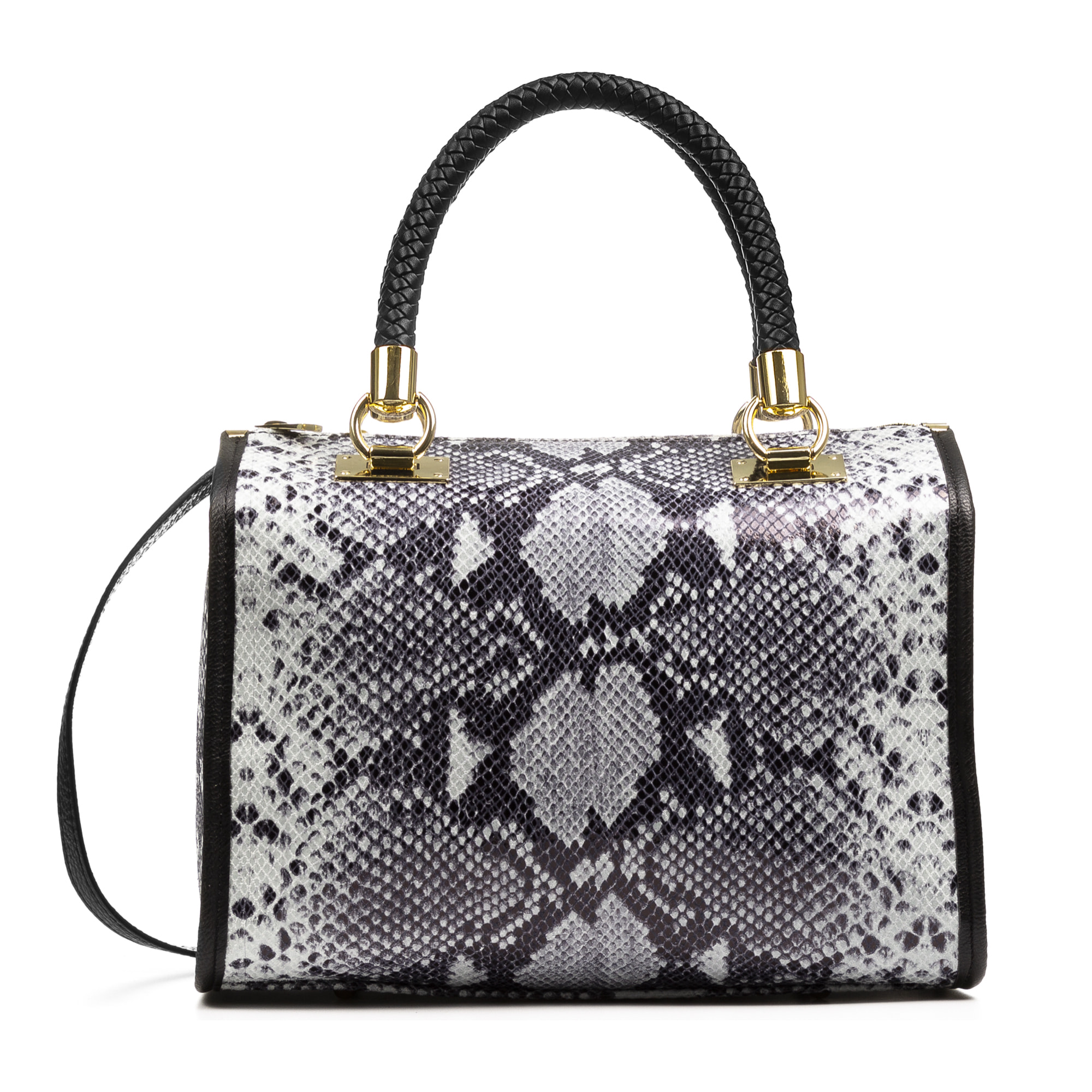 FIRENZE ARTEGIANI Catena Borsa Tote da Donna. Vera Pelle Scamosciata Pitone Made in Italy 31x16x26 Cm. Grigio