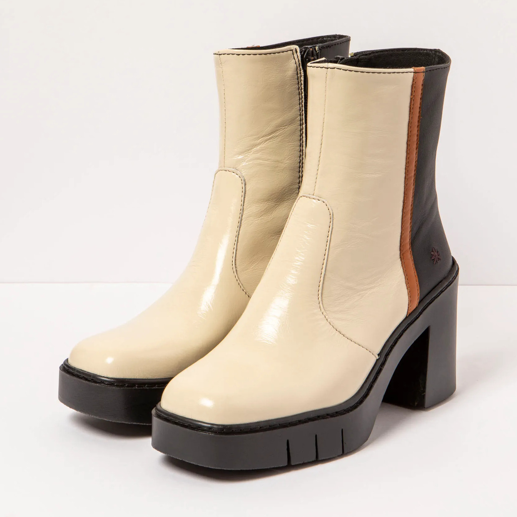 Botines con tacón 1974 NAPPA CREAM-BLACK/BERNA color Cream-black