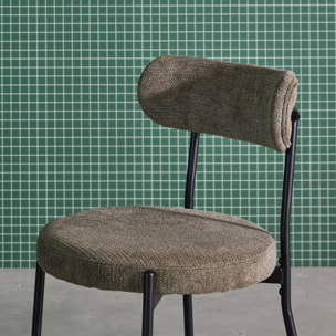 Chaise métal et tissu chenille (lot de 2) LIVIA