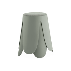 Set de 2 tabourets empilables vert céladon. bouclette texturée. NIKI. Ø30 / 44 x H46cm