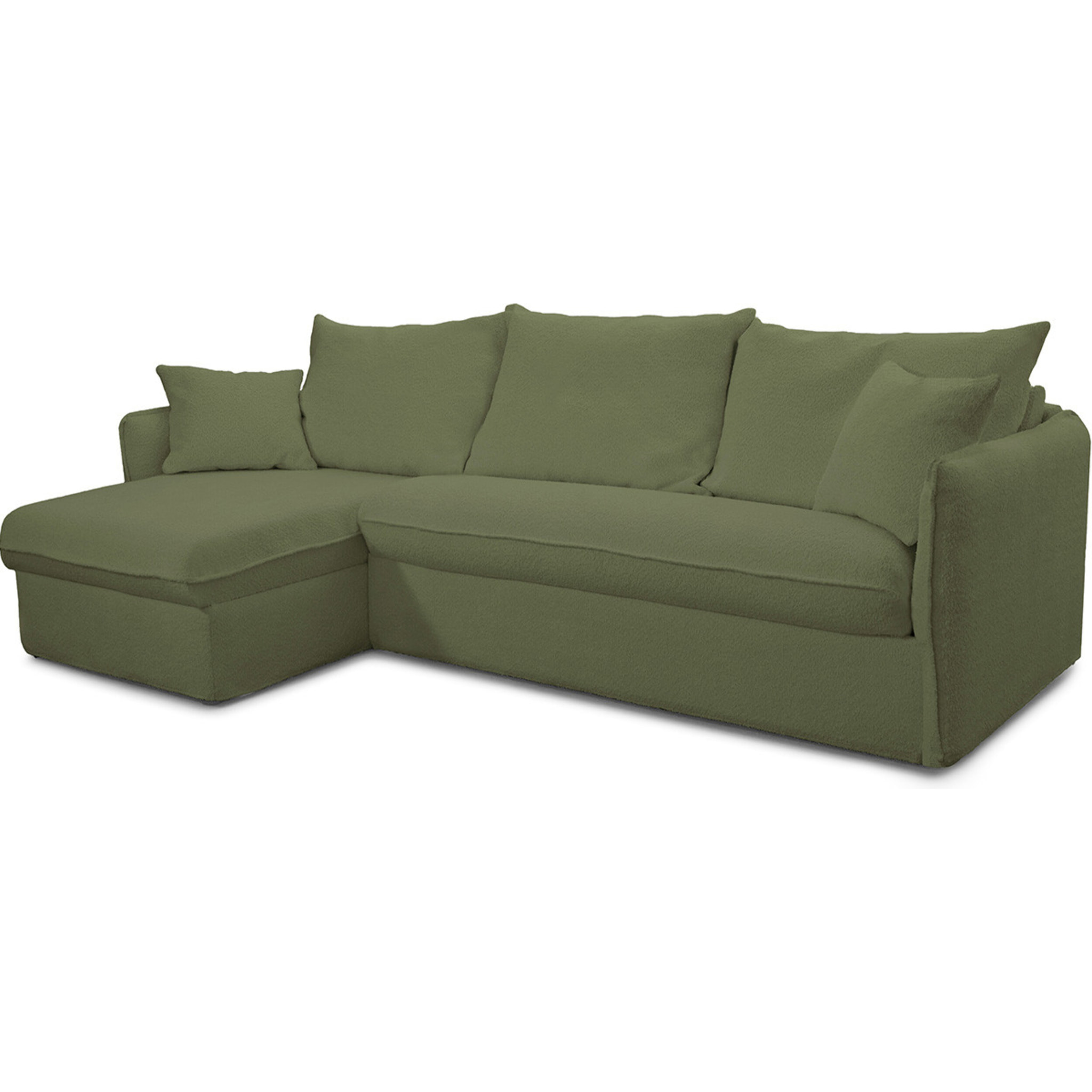 Canapé d'angle convertible express déhoussable 5 places en tissu bouclette - GINA