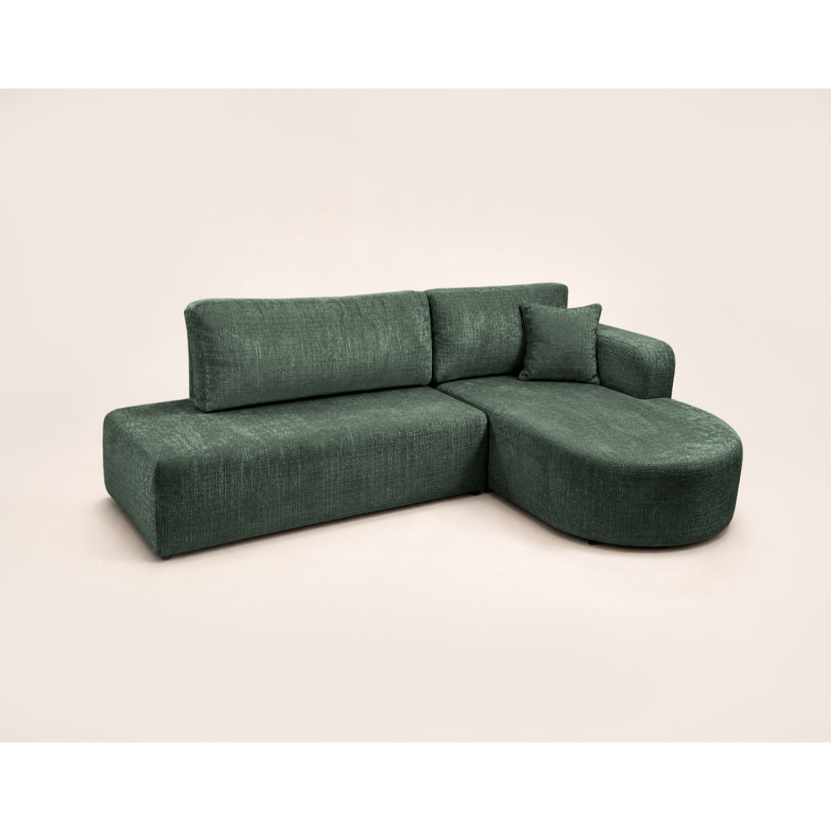 Miro - Canapé d'angle droit 4 places convertible avec coffre en velours texturé - Vert