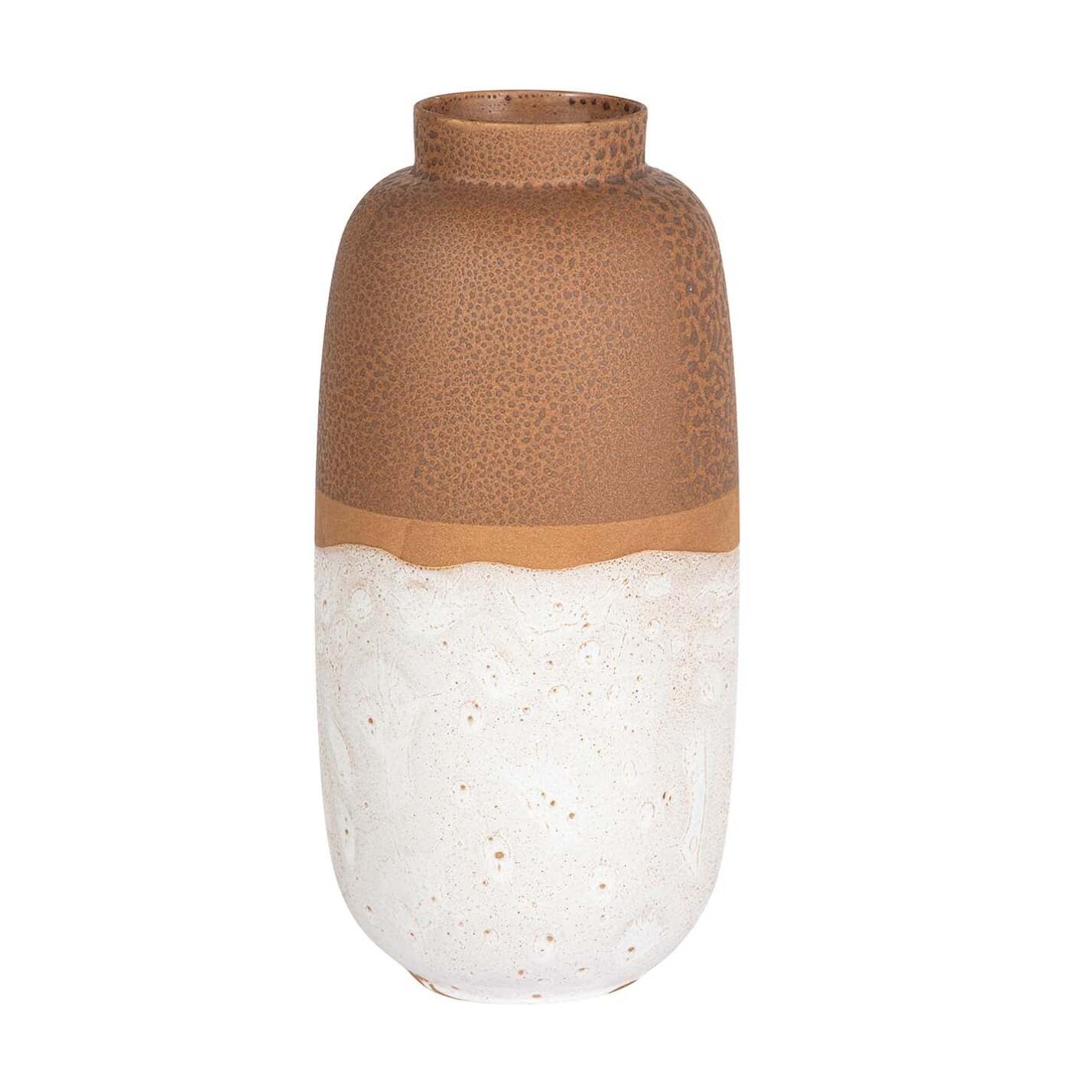 Florero Ceramica Marron Blanco 24x24x50 Cm