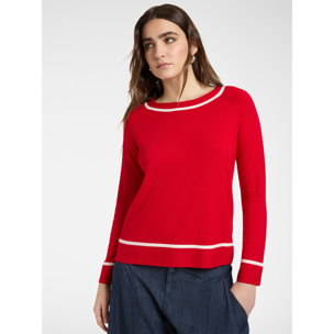 Elena Mirò - Jersey de cuello redondo a rayas - Rojo