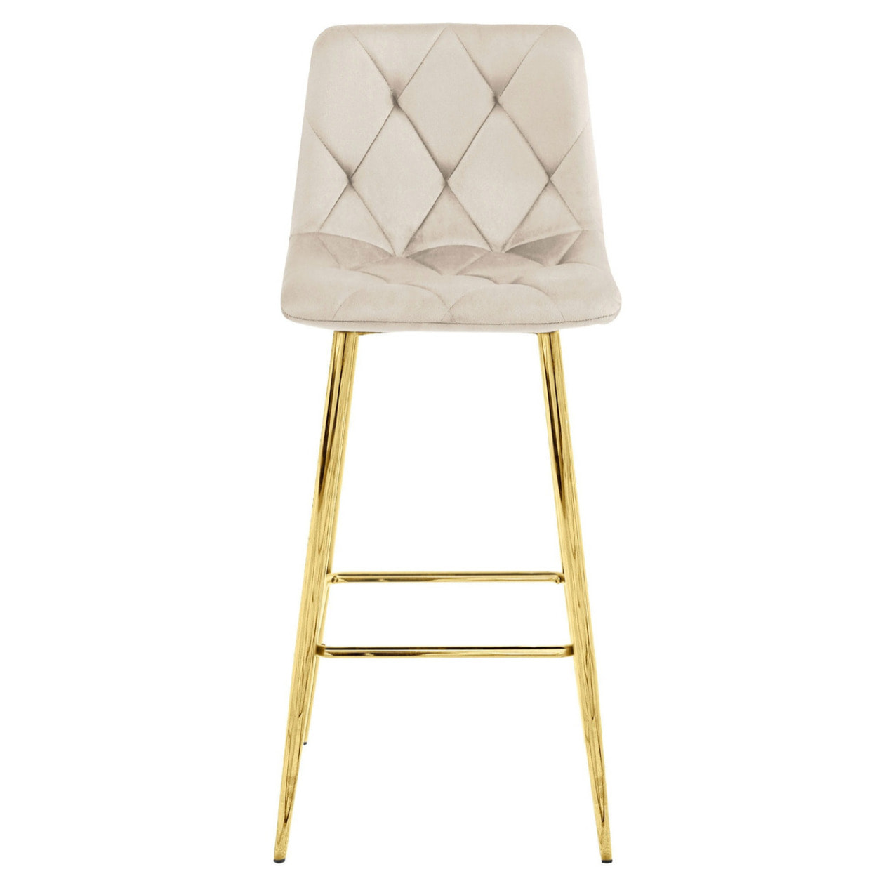 Sgabello da bar NADO in velluto beige e gambe dorate
