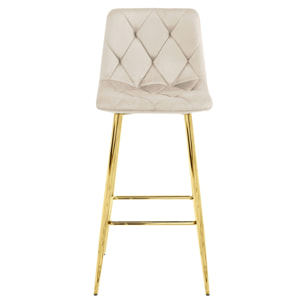 Sgabello da bar NADO in velluto beige e gambe dorate