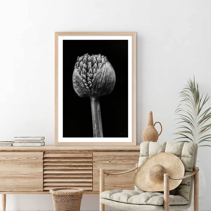 Poster tropical spring palm Affiche + cadre en bois - Chêne