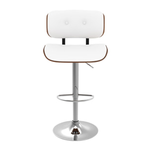 Chaise de bar réglable en PU blanc 65/86 cm - Melchior