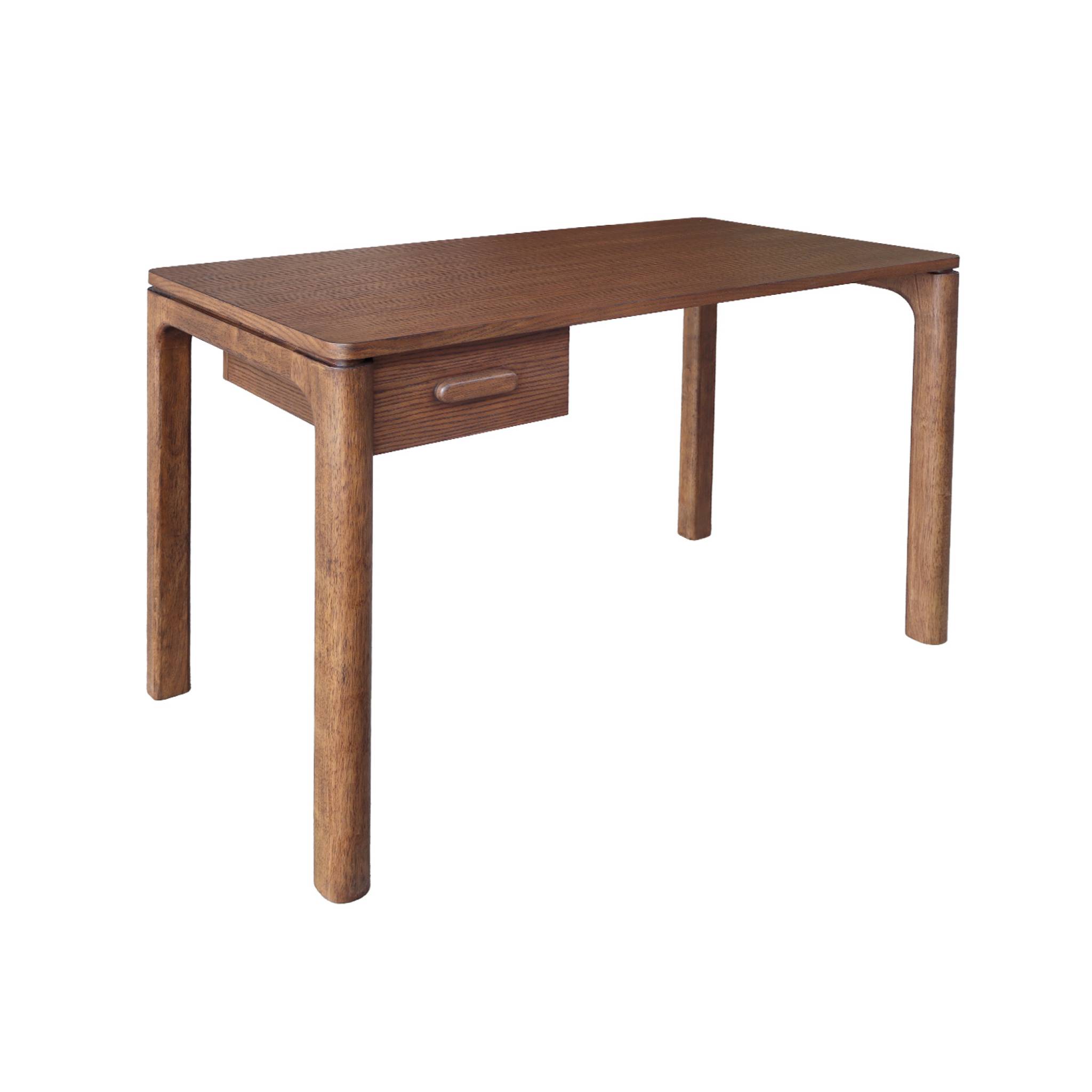 Bureau bois d'hévéa placage chêne 1 tiroir noyer - L 120 x l 60 x H 75 cm - Garance