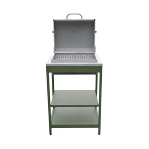 Barbecue grill charbon de bois vert Naxos grille chromée 2 étagères