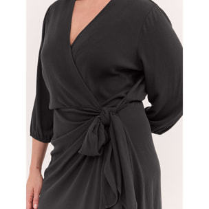 Fiorella Rubino - Vestido cruzado JOY en viscosa - Negro