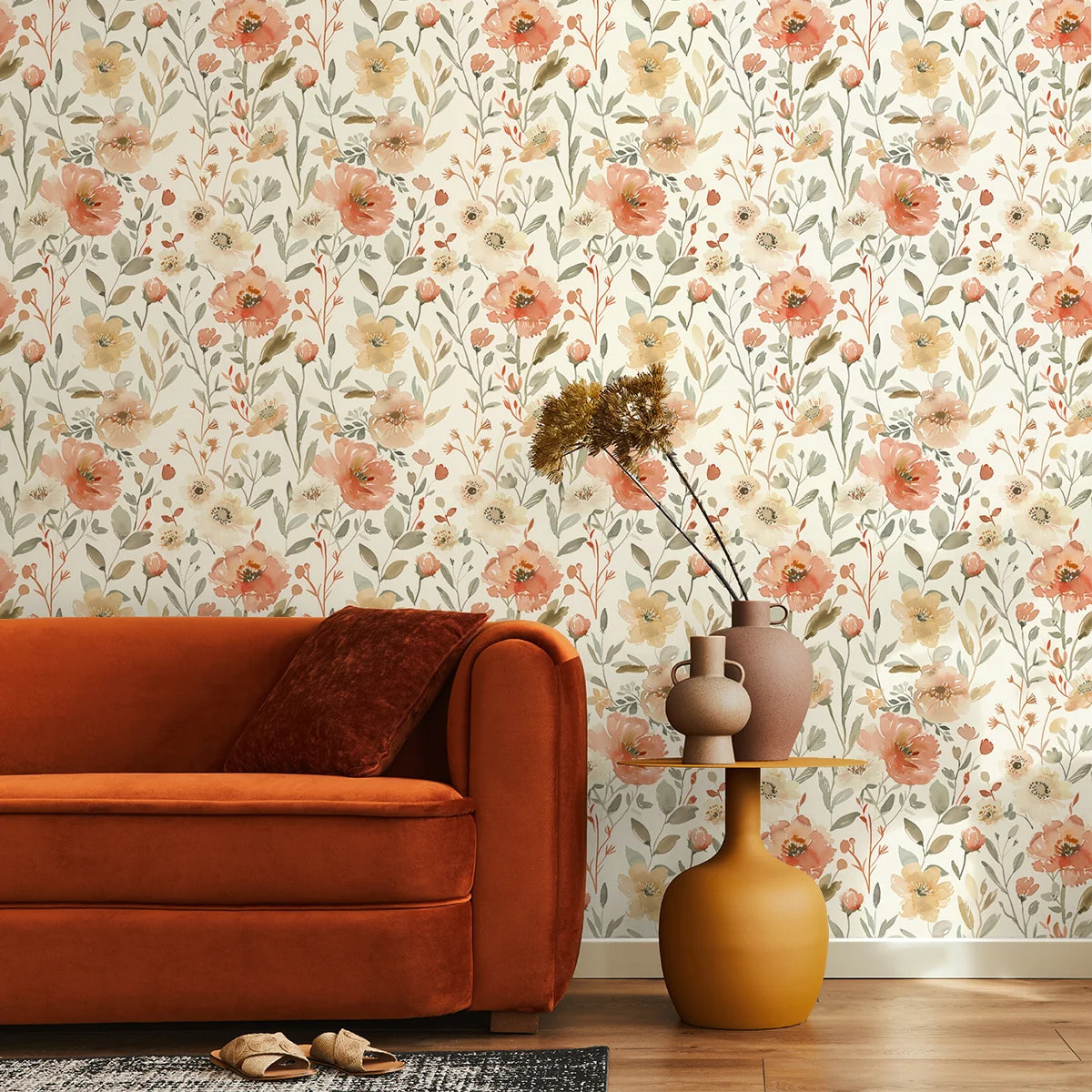 Papier peint - Ambiance Sticker - FLEURS VINTAGE COQUELICOTS - Intissé pré-encollé - 1 - 300x60cm