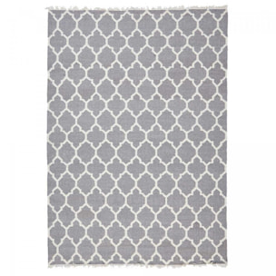 tapis salon 170x240 fait main en laine gris rectangle motif scandinave ARIFA