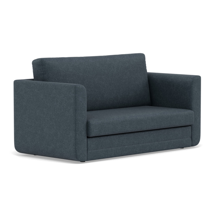 Isana - Canapé 2 places convertible déplimousse avec accoudoirs incurvés en tissu - Bleu
