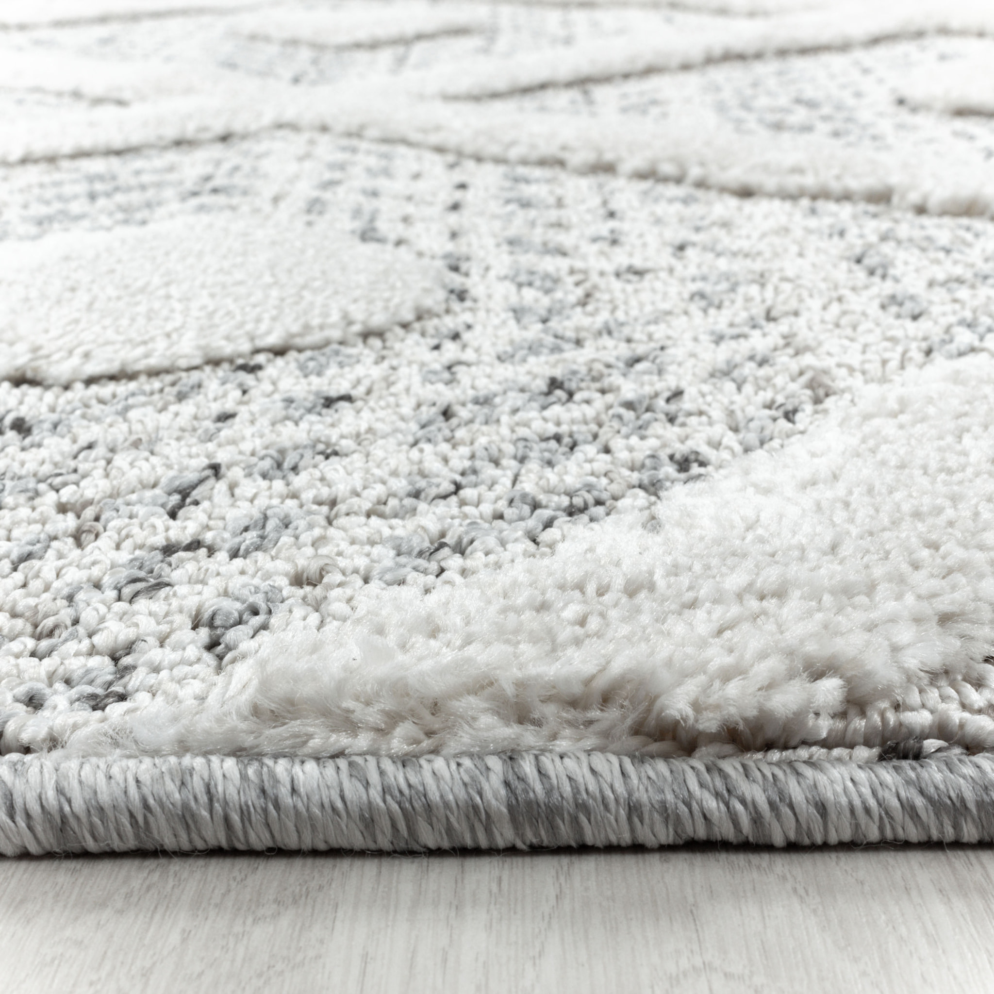 PISA - Tapis de salon rond à motif losange gris - PIS4707GRI